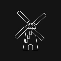 Windmill vector icon, wind turbine symbol isolated on background.