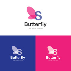 Wall Mural - initial letter s butterfly logo and icon vector illustration design template