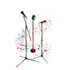  Colorful music notes background, abstract sign and symbol