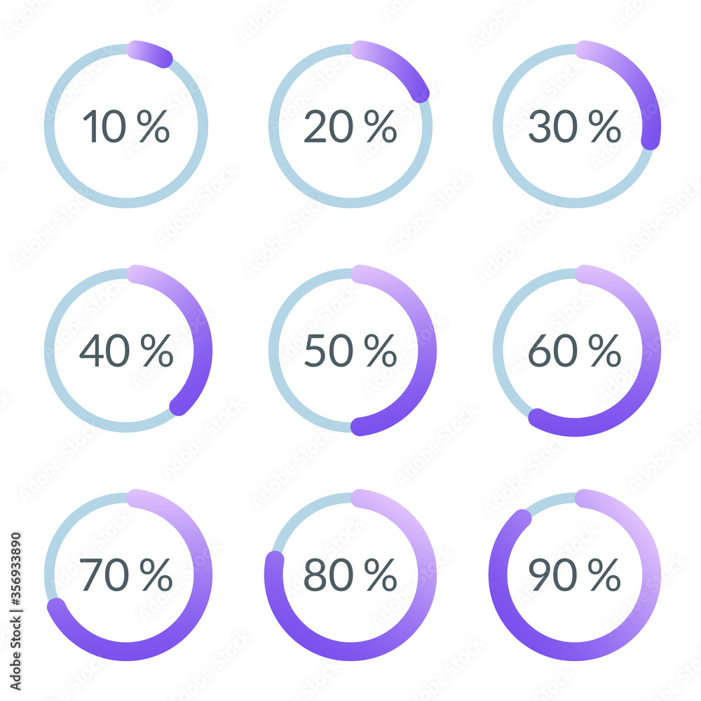 Plus Percent Image vectorielle Stock Percentage pie chart set. Circle percent ...