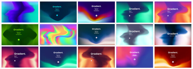 Wall Mural - Smooth abstract colorful gradient backgrounds set. Vector collection of colorful blur background. Watercolor illustration element with mesh design of vibrant blend colors. Abstract fluid and colorful