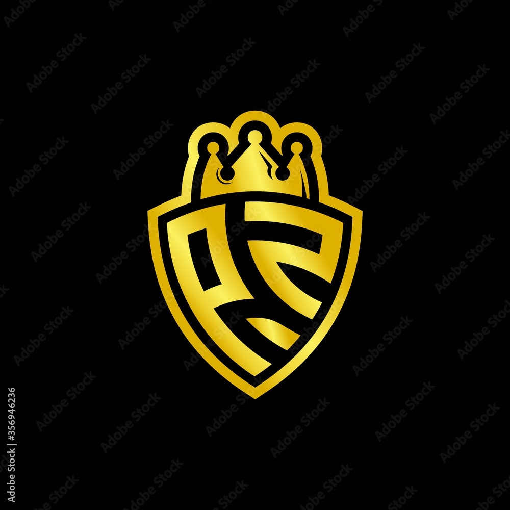 PZ monogram logo with shield and crown style design template Stock ...