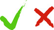 Green tick, red cross. Art design with text do and don't. Right or wrong. True or false.	