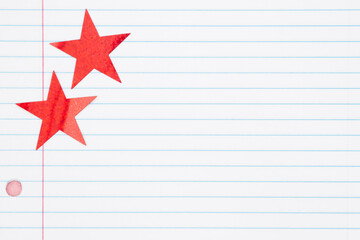 Poster - School background with two red stars on lined paper