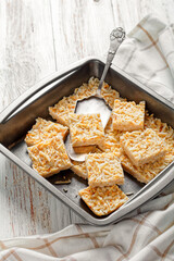 Canvas Print - no bake coconut crack bars, top view