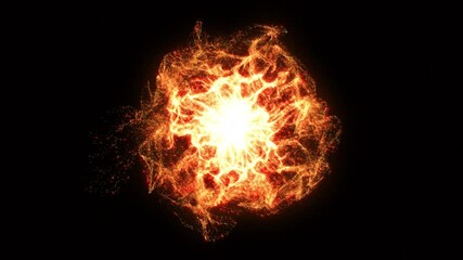 Fototapete - Plasma Ball Extreme Energy Explosion Science Shock Wave Technology Motion Background. Glowing Orange Sphere Fire Abstract Graphic 4K Footage.