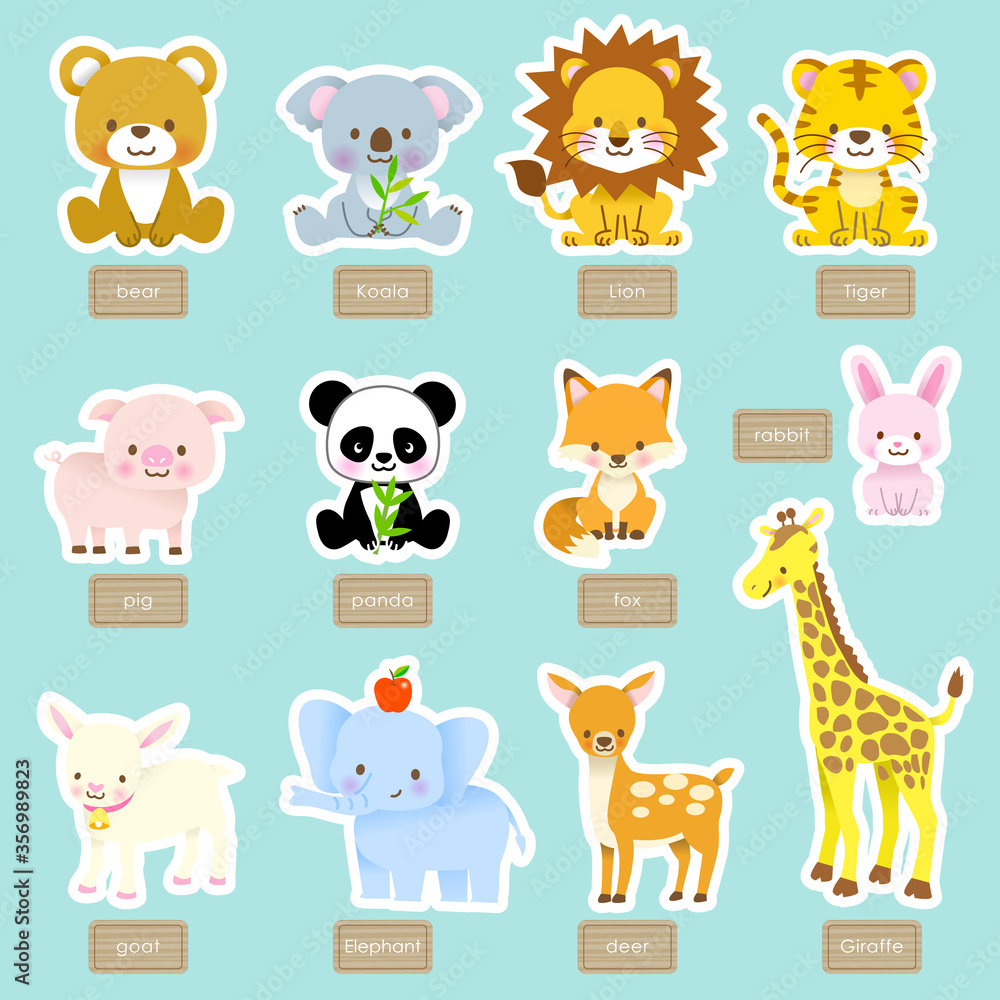 Fototapeta かわいい動物の集合名前入り 虎 パンダ キリン コアラ ゾウ 熊 ライオン 狐 豚 うさぎ 鹿 ヤギ Do Pokoju Dzieciecego Fototapety Ecowall24 Pl Fototapeta かわいい動物の集合名前入り 虎 パンダ キリン コアラ ゾウ 熊 ライオン 狐 豚 うさぎ 鹿 ヤギ Do Pokoju Dzieciecego Fototapety Ecowall24 Pl