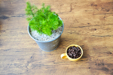 Wall Mural - Cup full of coffee beans