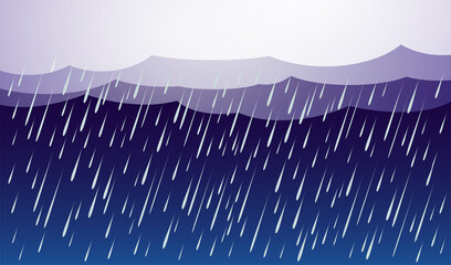 Wall Mural - heavy rain in dark sky, rainy season, clouds and storm, weather nature background, flood natural dis