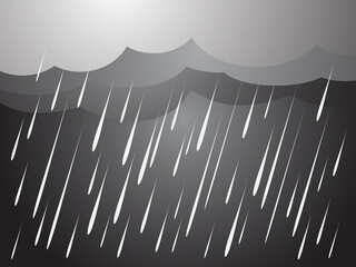 Wall Mural - heavy rain in dark sky, rainy season, clouds and storm, weather nature background, flood natural dis