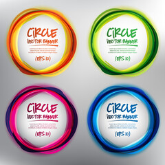 Wall Mural - Abstract vector banners set f 4. Pencil hand- drawn circles. Felt pen circle drawing banners. Vector illustration. Eps10,