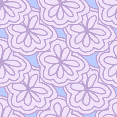 Wall Mural - Pretty line art doodle flower seamless pattern. Romantic floral endless wallpaper.