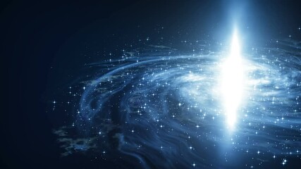Wall Mural - bright mystical galaxy with nebulae in front of the camera, 3d animation