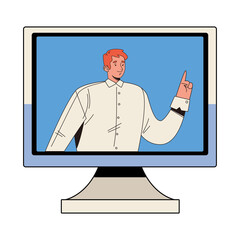 Canvas Print - young man male in desktop computer