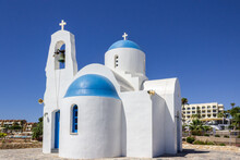 Church Of St. Nicholas On Kalamis Beach, In Protaras Cyprus 