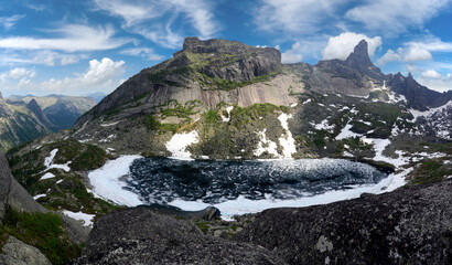 Sticker - Russia. The South of the Krasnoyarsk territory, Western Sayan. Natural mountain Park Ergaki (translated from the Turkic 