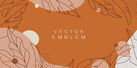 Aufkleber - Vector design templates in simple modern style with copy space for text, flowers and leaves - wedding invitation backgrounds and frames, social media stories wallpapers, greeting card designs