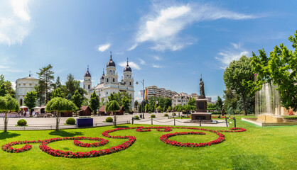 Wall Mural - Landscape with central square in Iasi town, Moldavia, Romania