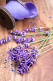 Fototapeta  - Bunch of fresh, purple aromatic lavender flowers in gift shop in Provence, France
