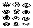 © Anatoliy - Set of abstract eye icon. Graphic symbol for logo design or information objects. Vision black and white shapes. Vector illustration. Isolated on white background.