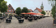 Marktplatz mit historischen Fachwerk- Gebäuden und Kirche in der Altstadt von Wiedenbrück, Rheda-Wiedenbrück, Kreis Gütersloh, Ostwestfalen-Lippe