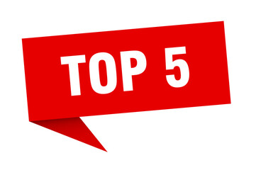 Wall Mural - top 5 banner. top 5 speech bubble. top 5 sign