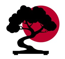 Japanese Bansai Tree Red Sun