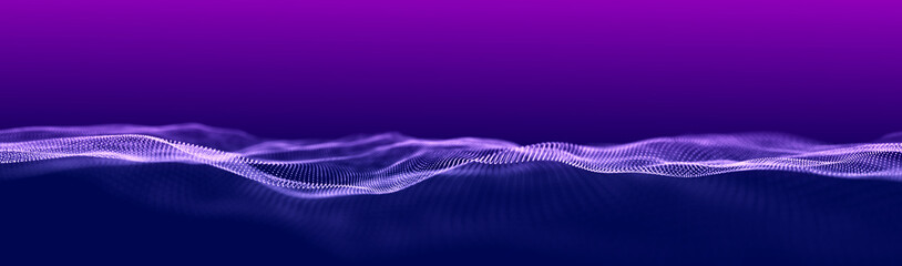 Futuristic wave. Abstract technology background. 3D visualization of big data. Analytical presentation.3D rendering.