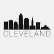Cleveland Ohio. The Skyline in Silhouette of City. Black Design Vector. The Famous and Tourist Monuments. The Buildings Tour in Landmark.