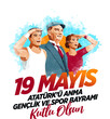 19 mayis Ataturk'u Anma, Genclik ve Spor Bayrami greeting card design. 19 May Commemoration of Ataturk, Youth and Sports Day. Vector illustration. Turkish national holiday.