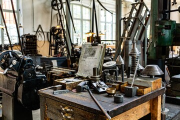 Canvas Print - Industrial factory with old machinery