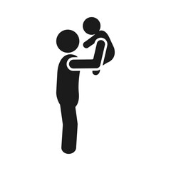 Sticker - pictogram man holding up a baby, silhouette style