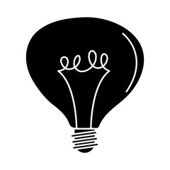 Poster - electric light bulb, round lamp, eco idea metaphor, isolated icon silhouette style