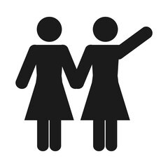 Canvas Print - pictogram couple of women holding hands, silhouette style