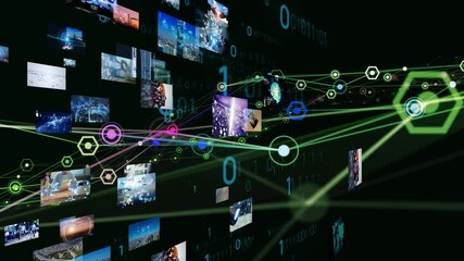 Visual contents concept. Social networking service. Streaming video. communication network.
