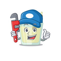 Sticker - cartoon character design of martini cocktail as a Plumber with tool