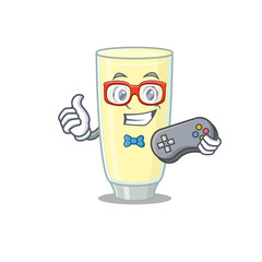 Sticker - Mascot design style of screaming orgasm cocktail gamer playing with controller