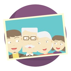 Sticker - photograph of a senior couple their with children