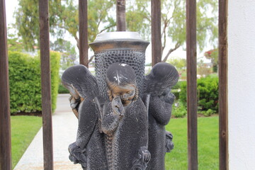 Wall Mural - Three weeping angels in the cemetery.