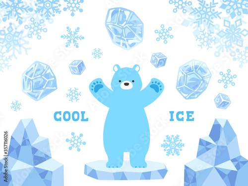 シロクマ 氷 雪の結晶のイラストセット Stock Vector Adobe Stock