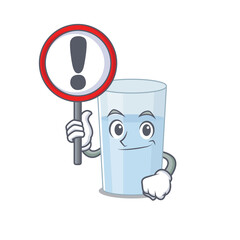 Wall Mural - A cartoon icon of glass of water with a exclamation sign board