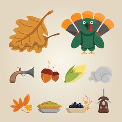 Wall Mural - set of thanksgiving icons