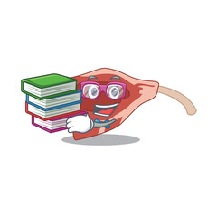 Wall Mural - A diligent student in lamb chop mascot design concept read many books