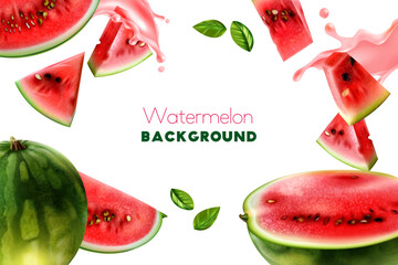 Wall Mural - Watermelon Realistic Frame