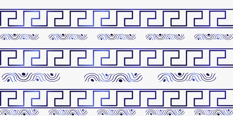 trendy stripes pattern Vector blue line hand drawn seamless