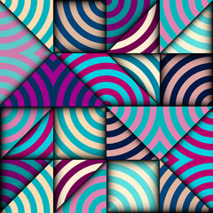 Leinwandbilder - Paper cut shapes design pattern. Seamless vector geometric pattern. Patchwork block layered style.