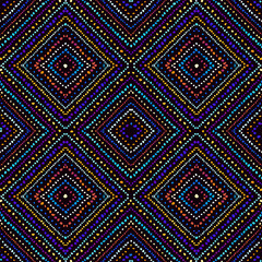 Fototapete - Seamless background pattern. Abstract ethnic tribal pattern with grunge polka dot. Vector image