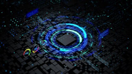 Wall Mural - 3d rendering hologram and hud head up display interface element, for cyber and futuristic concept wi