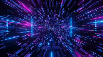 Wall Mural - 3d illustration of blue and purple futuristic sci-fi techno lights-cool background