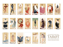 22 Major Arcana Of The Tarot In Full, Isolated On White Background. JPG Illustrations In High Resolution